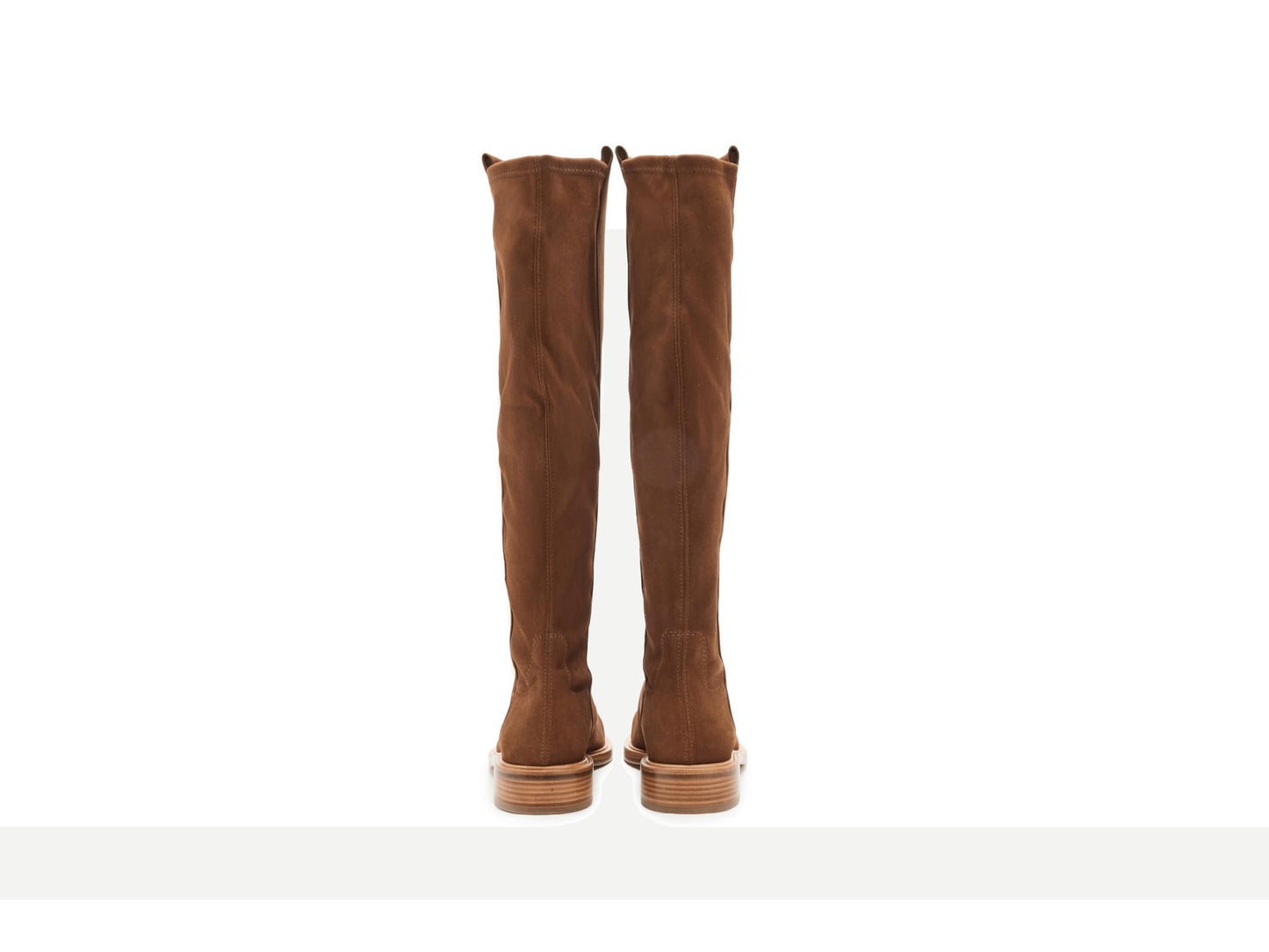 Stretch Knee High Leather Boots Women Block Heel