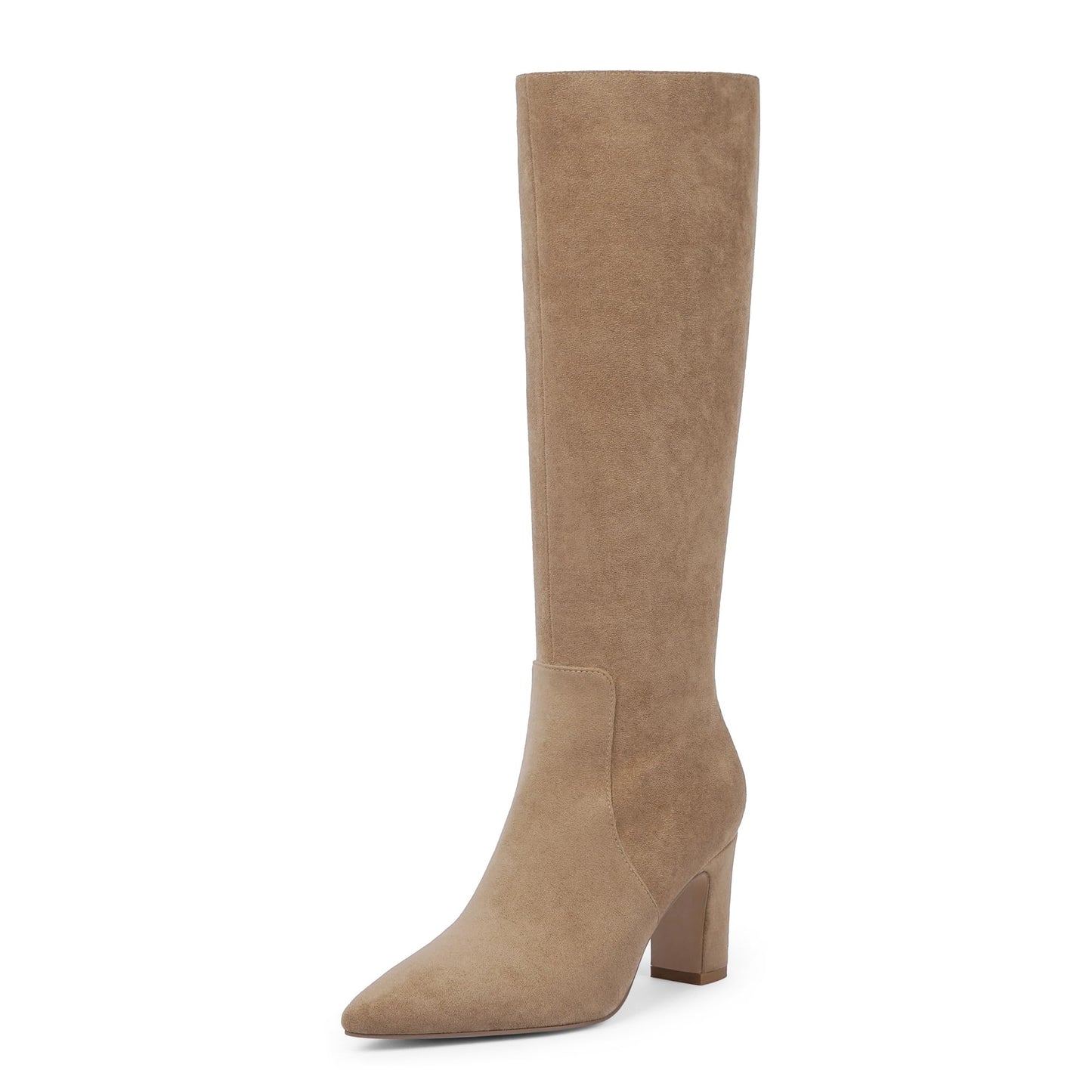 Knee High Chunky Heel Pointed Toe Zip Boots Fall