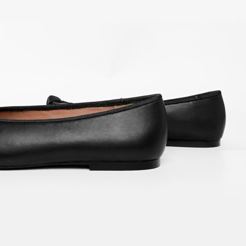 Women's Genuine Leather Round Toe Ballet Flats Dress Shoes