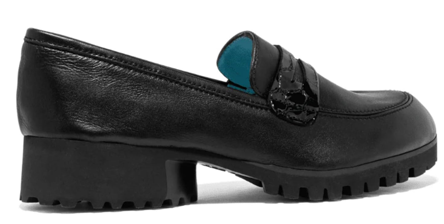 Women's Meicoo Black Nappa Leather Ballet Flats Slip-On Shoes