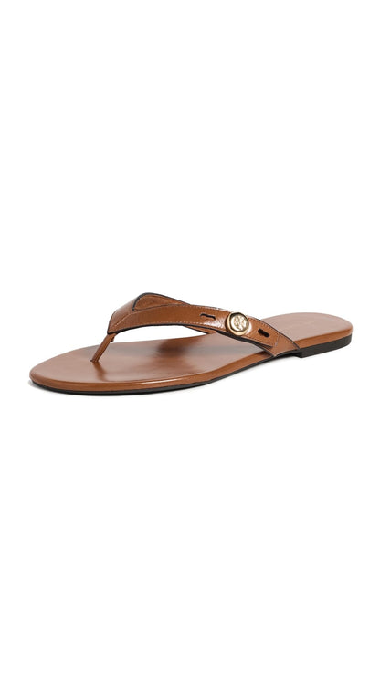 Women's Romy Leather Flip Flops Flat Sandals