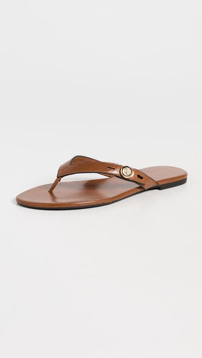 Women's Romy Leather Flip Flops Flat Sandals