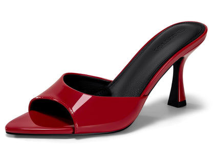 Pointed Toe Heeled Mule Sandals Women Slip On Minimal