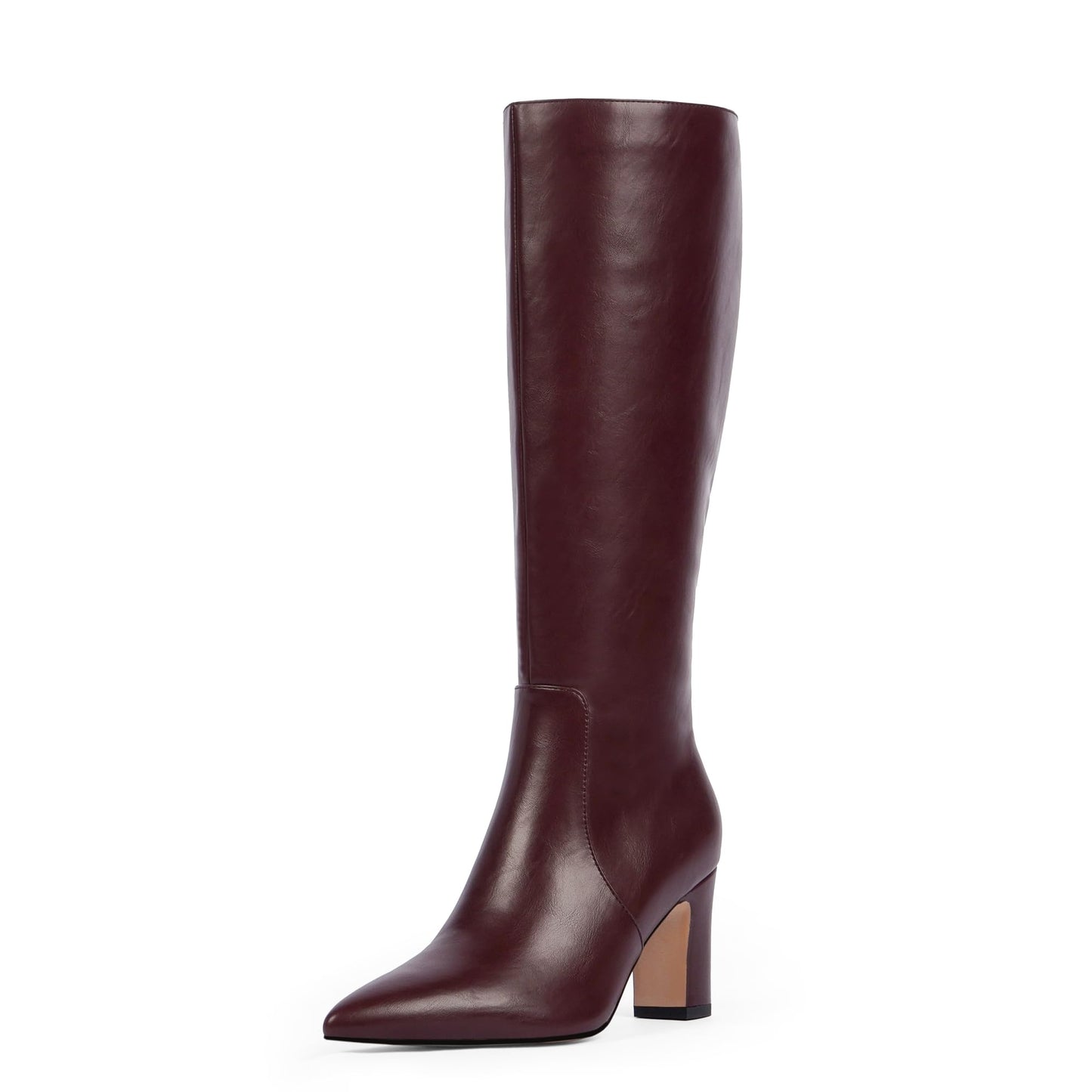 Knee High Chunky Heel Pointed Toe Zip Boots Fall