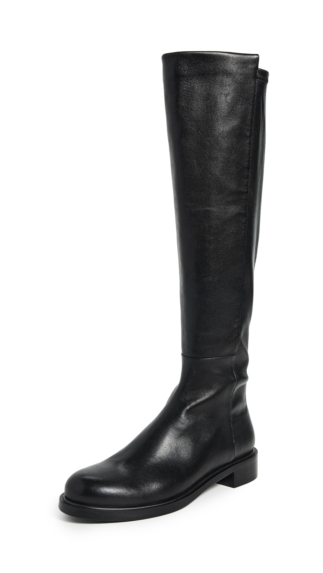 Stretch Knee High Leather Boots Women Block Heel
