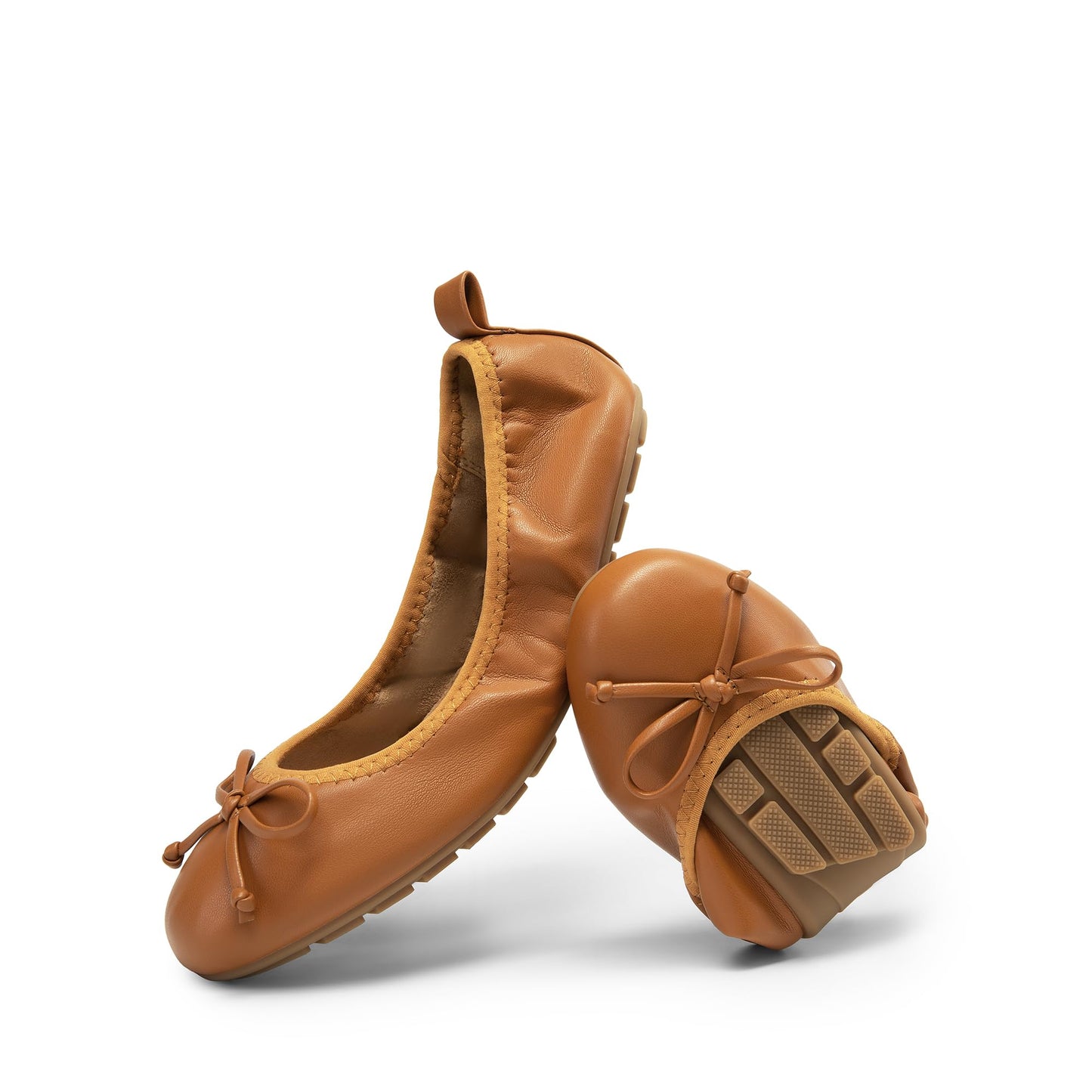 Women's Foldable Ballet Flats Bowknot Round Toe Slip-On Shoes