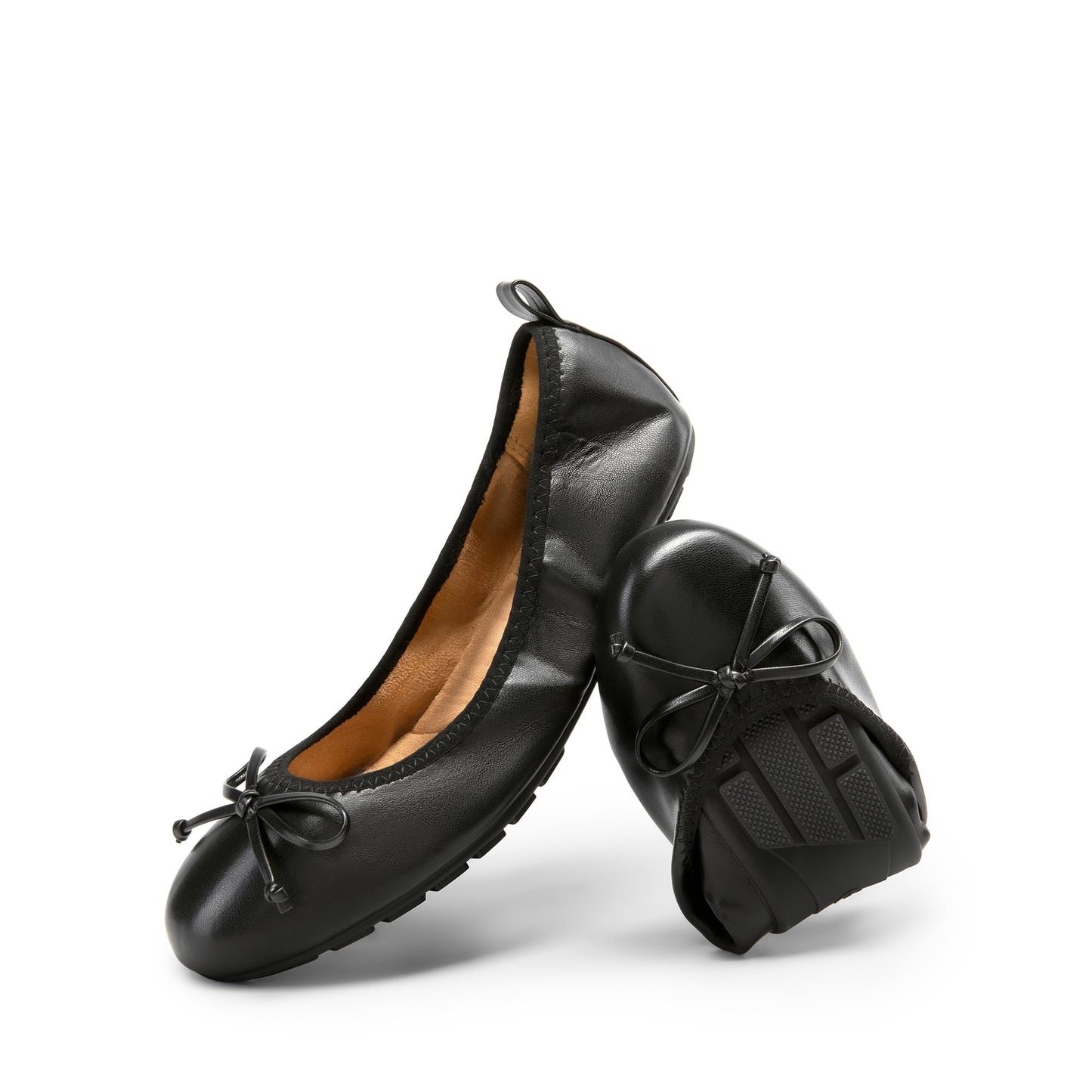 Women's Foldable Ballet Flats Bowknot Round Toe Slip-On Shoes