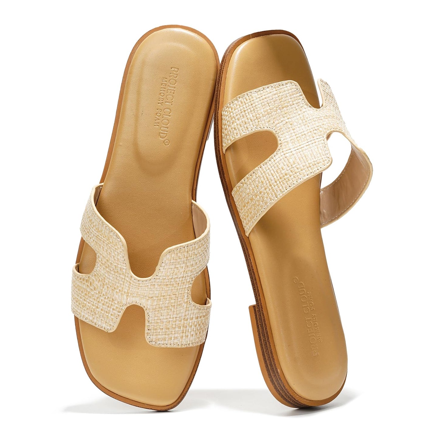 Leather Memory Foam Slide Sandals Women Flat Comfort Minimal
