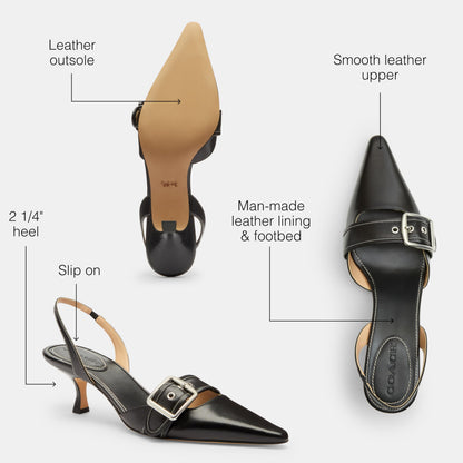 Margot Slingback Pumps Women Block Heel Leather Minimal