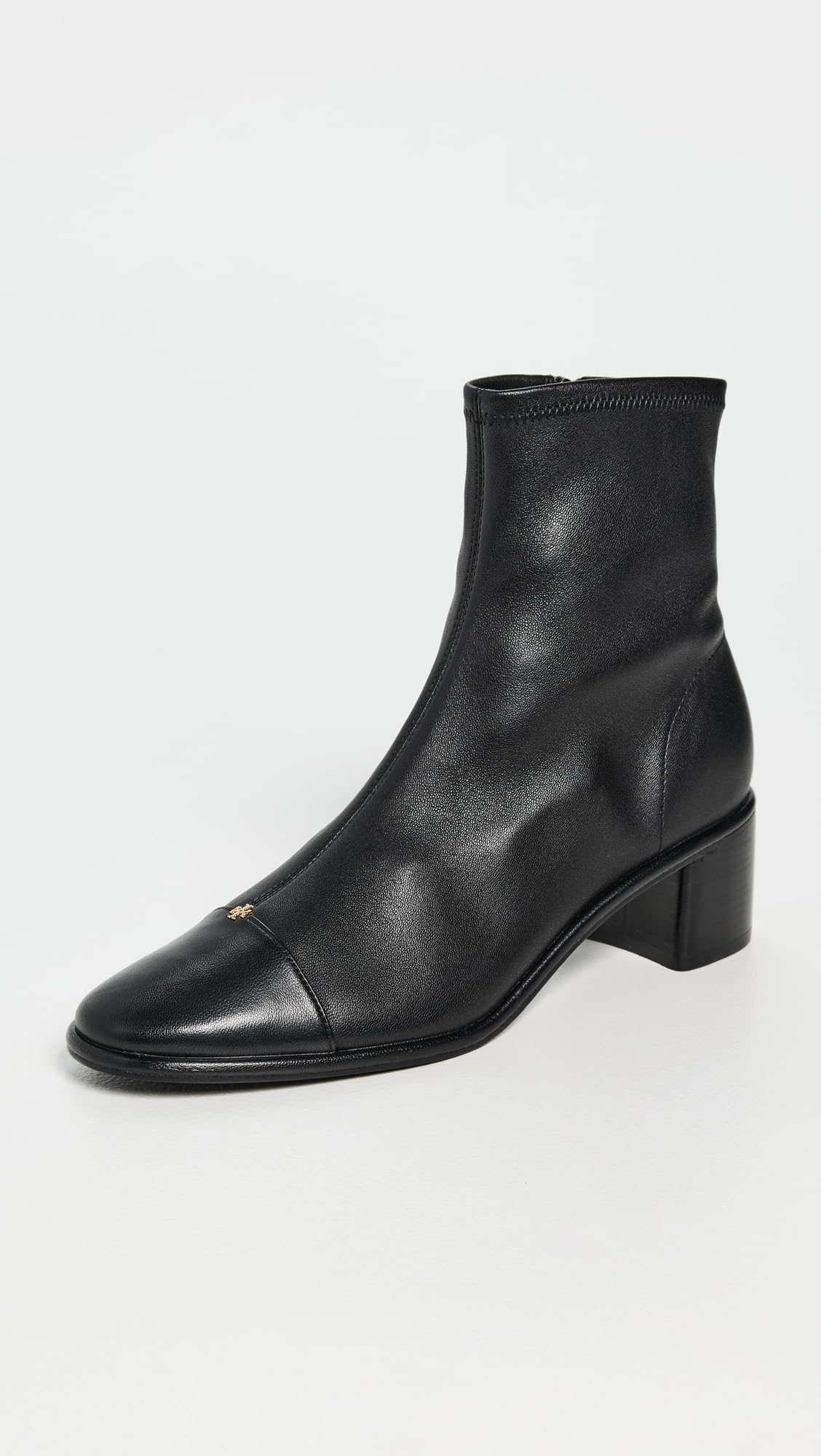Cap Toe Heel Ankle Boots Women Tory Burch Leather Minimal