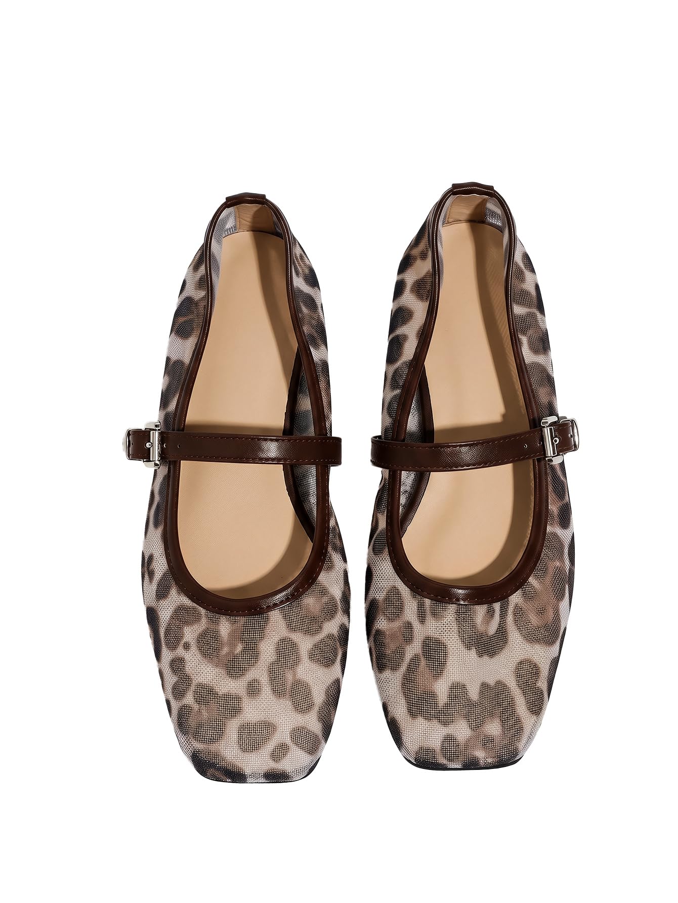 Women's Mesh Square Toe Mary Jane Ballet Flats Dress Shoes