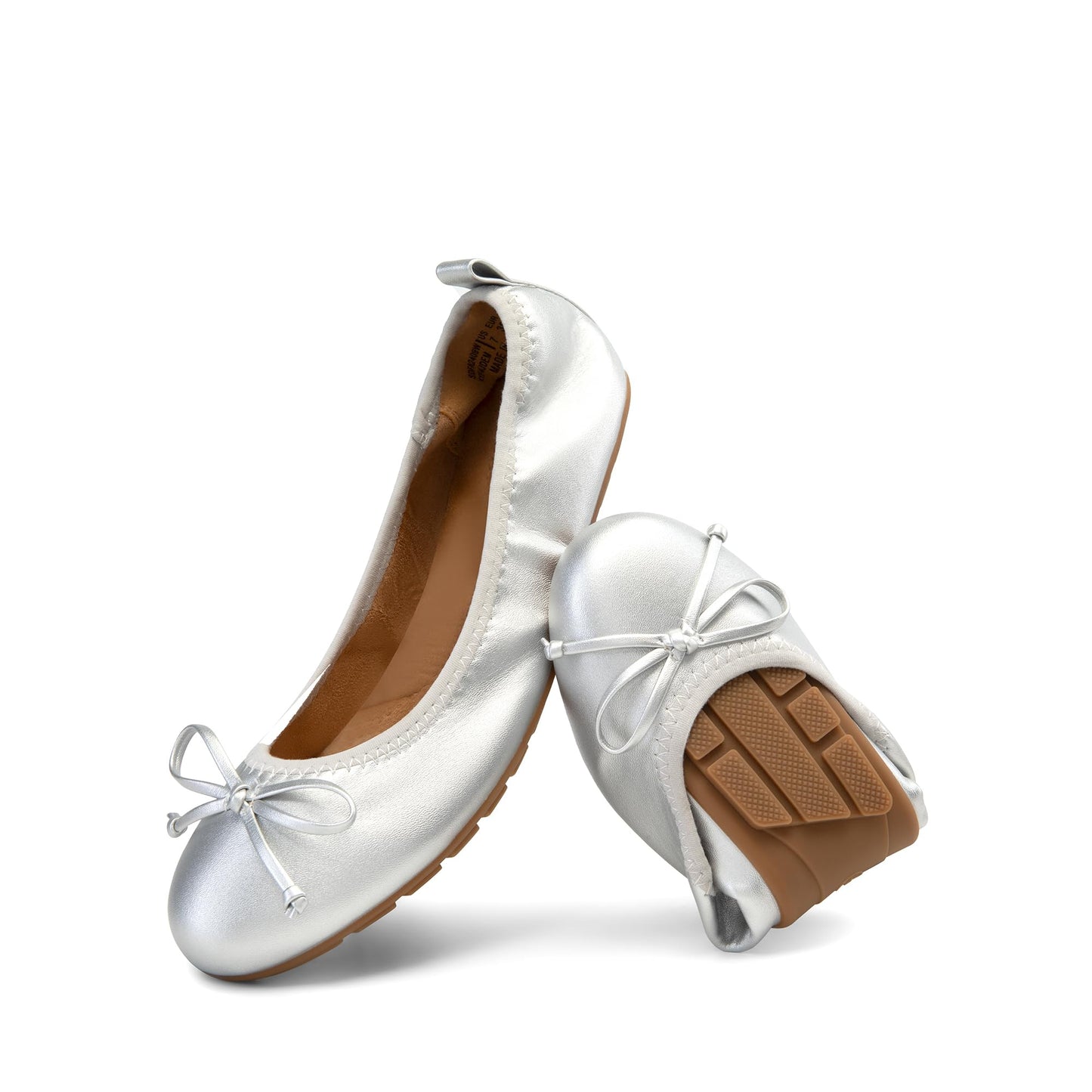 Women's Foldable Ballet Flats Bowknot Round Toe Slip-On Shoes