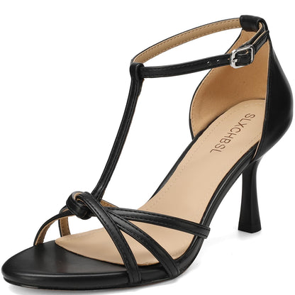 T Strap Kitten Heel Sandals Women Open Toe Party Dress