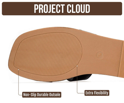Leather Memory Foam Slide Sandals Women Flat Comfort Minimal