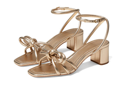 Mikel Bow Mid Heel Leather Sandals Women Minimal