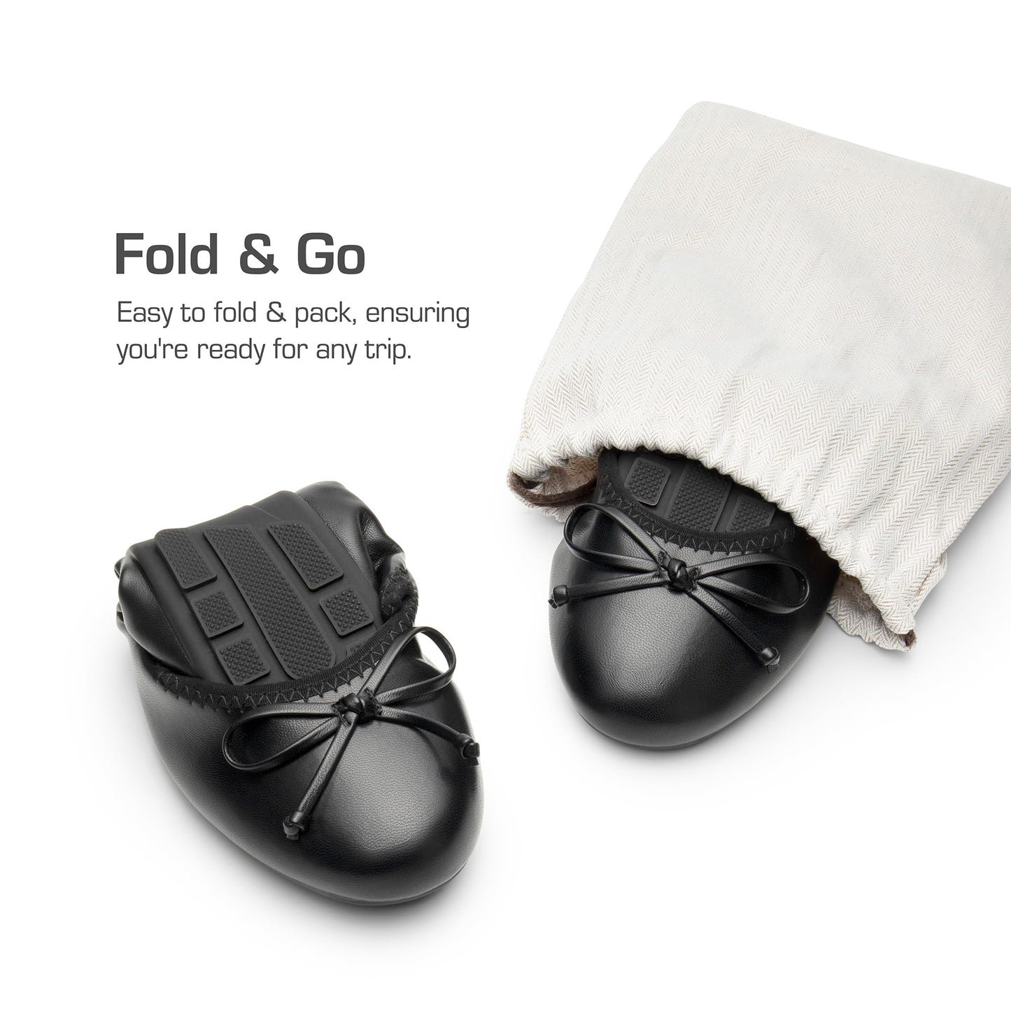 Women's Foldable Ballet Flats Bowknot Round Toe Slip-On Shoes