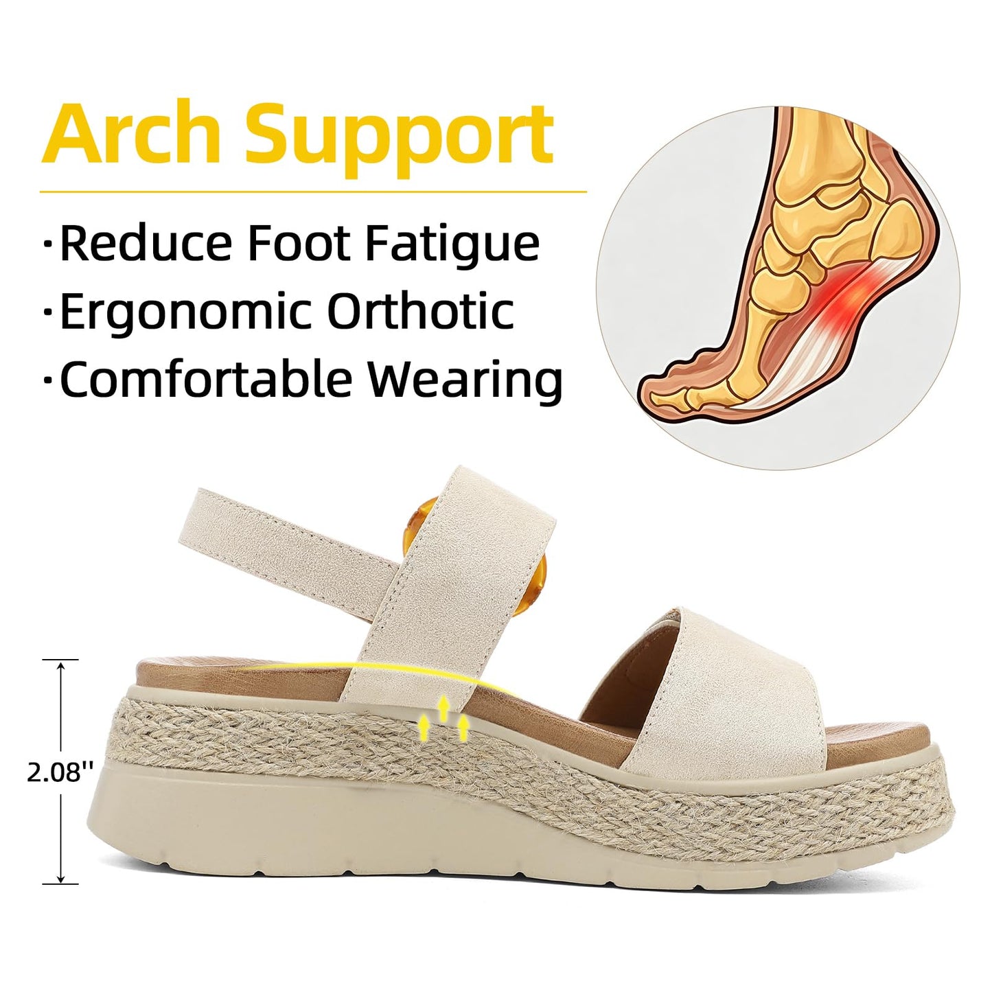 Women's Espadrille Platform Wedge Sandals Arch Support Shoes
