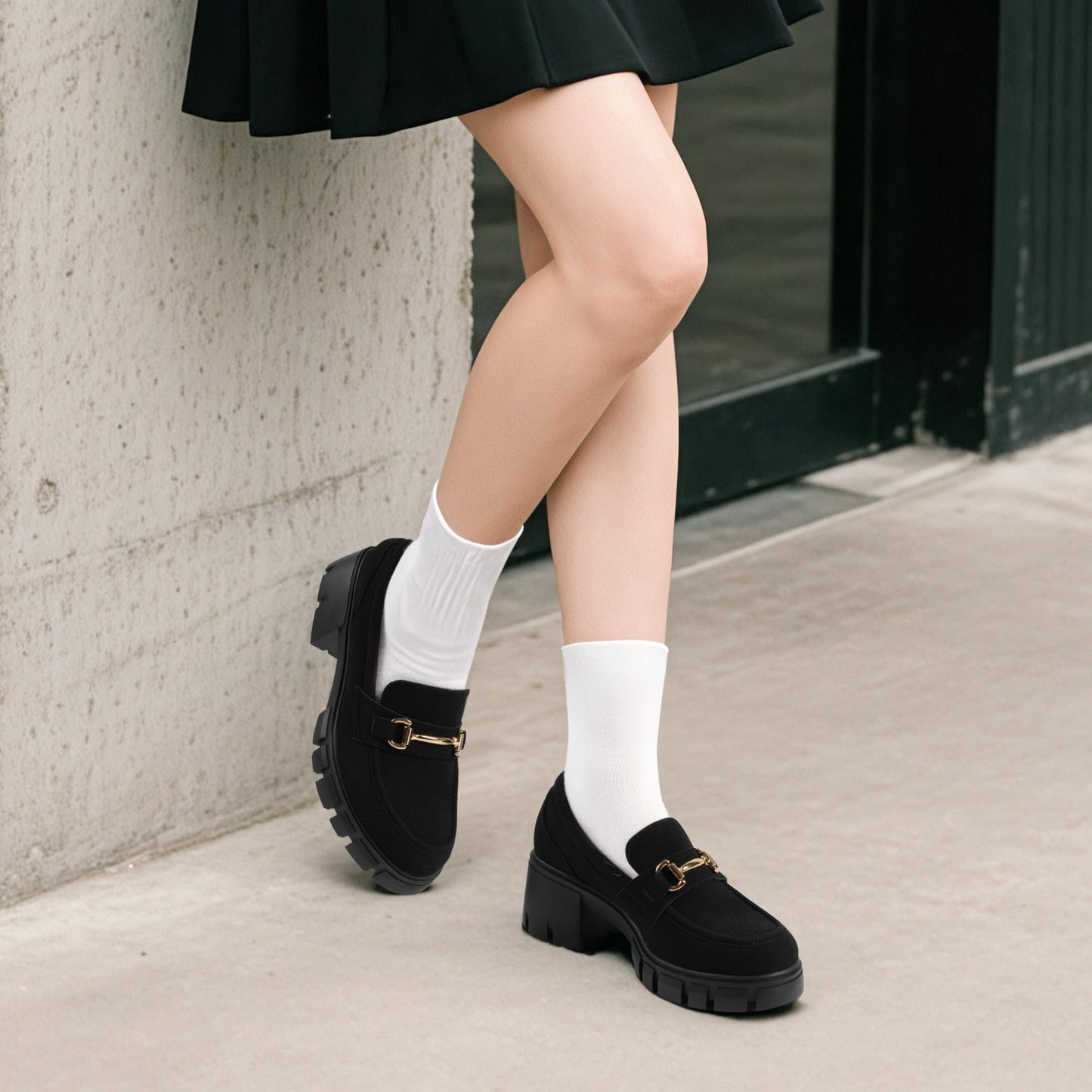 Women's Platform Chunky Loafers Slip-On Dress Shoes