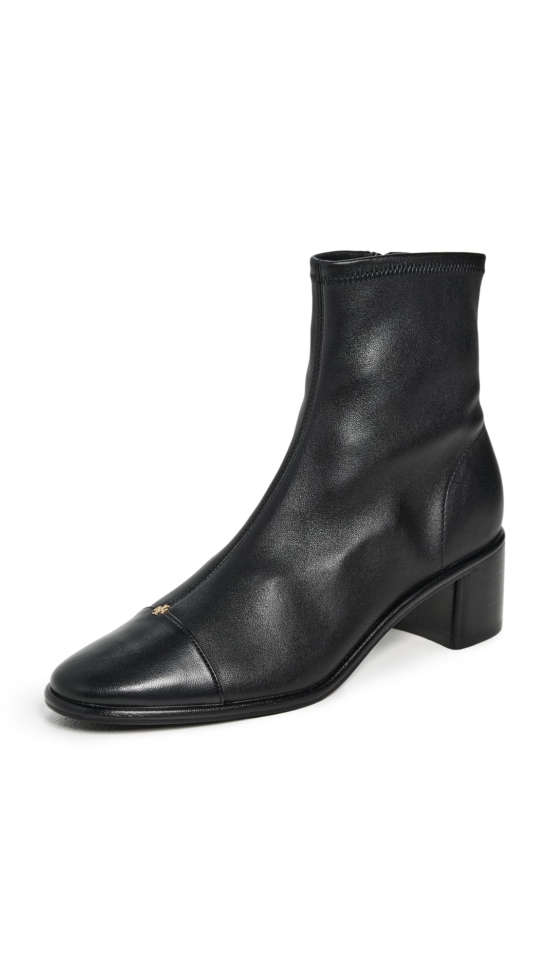 Cap Toe Heel Ankle Boots Women Tory Burch Leather Minimal
