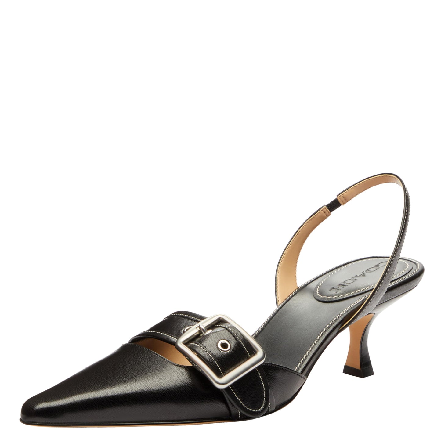 Margot Slingback Pumps Women Block Heel Leather Minimal