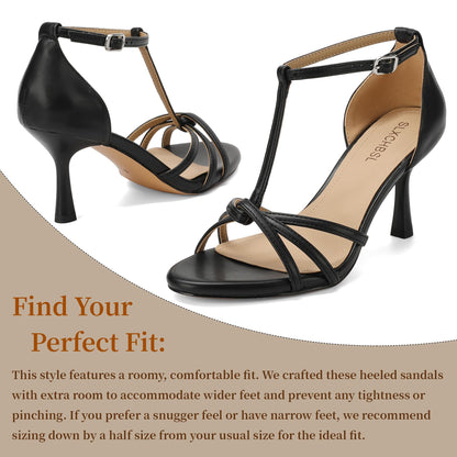 T Strap Kitten Heel Sandals Women Open Toe Party Dress