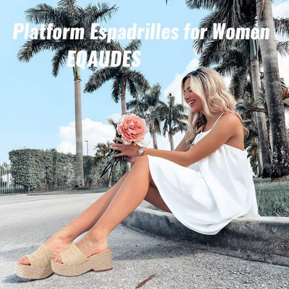Platform Espadrille Wedge Slide Sandals Women Open Toe Minimal