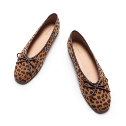 Women's Genuine Leather Round Toe Ballet Flats Dress Shoes