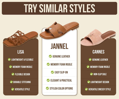 Leather Memory Foam Slide Sandals Women Flat Comfort Minimal
