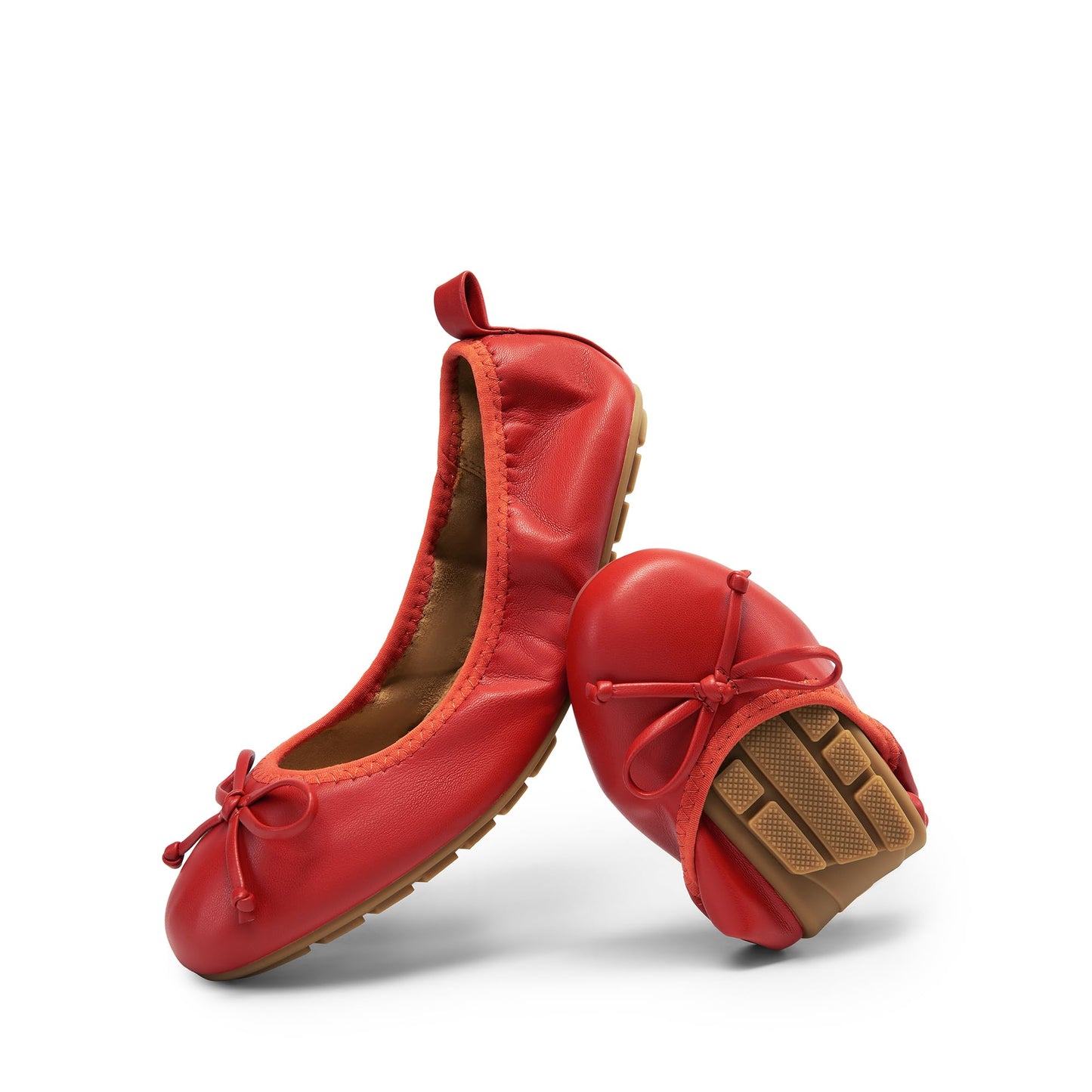 Women's Foldable Ballet Flats Bowknot Round Toe Slip-On Shoes