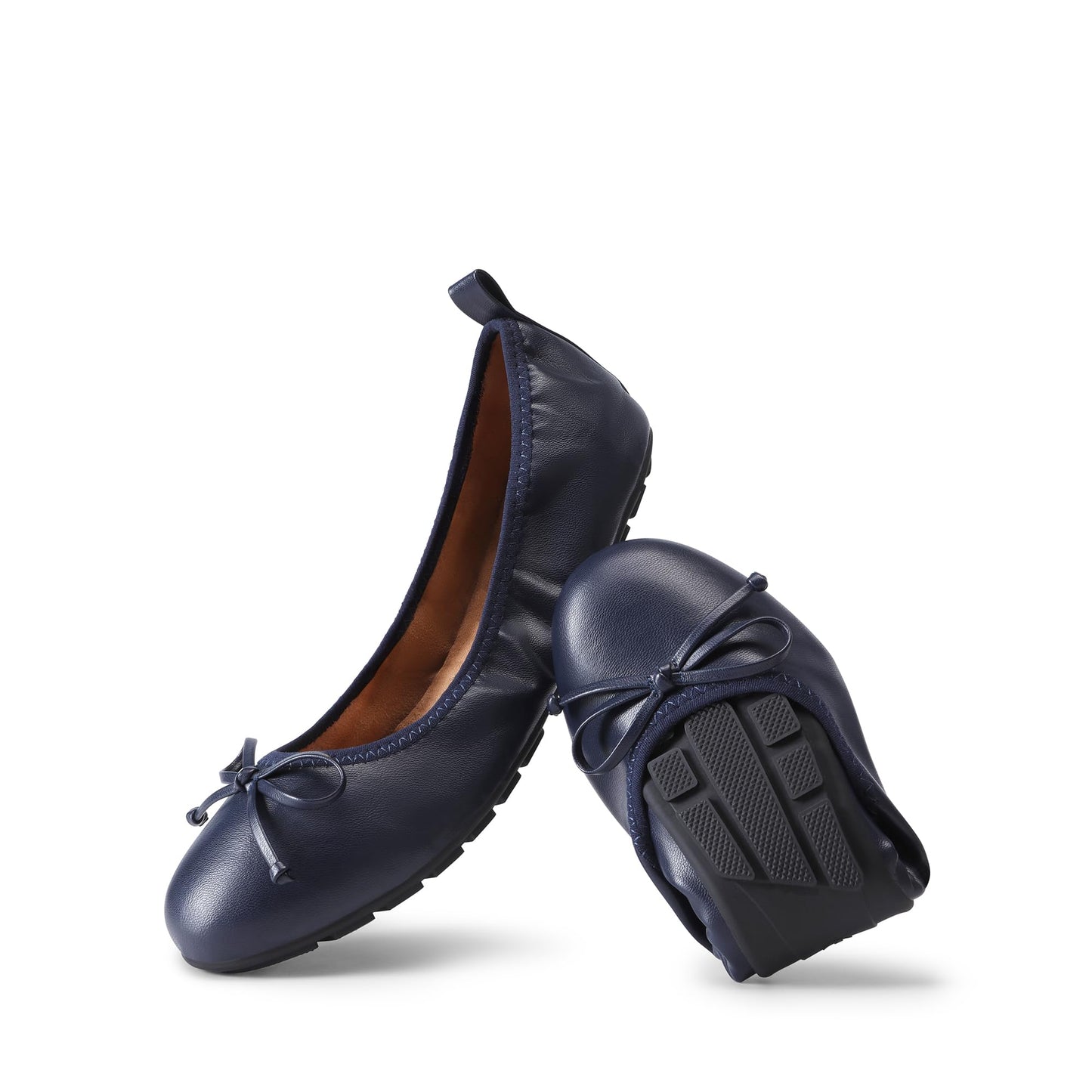 Women's Foldable Ballet Flats Bowknot Round Toe Slip-On Shoes
