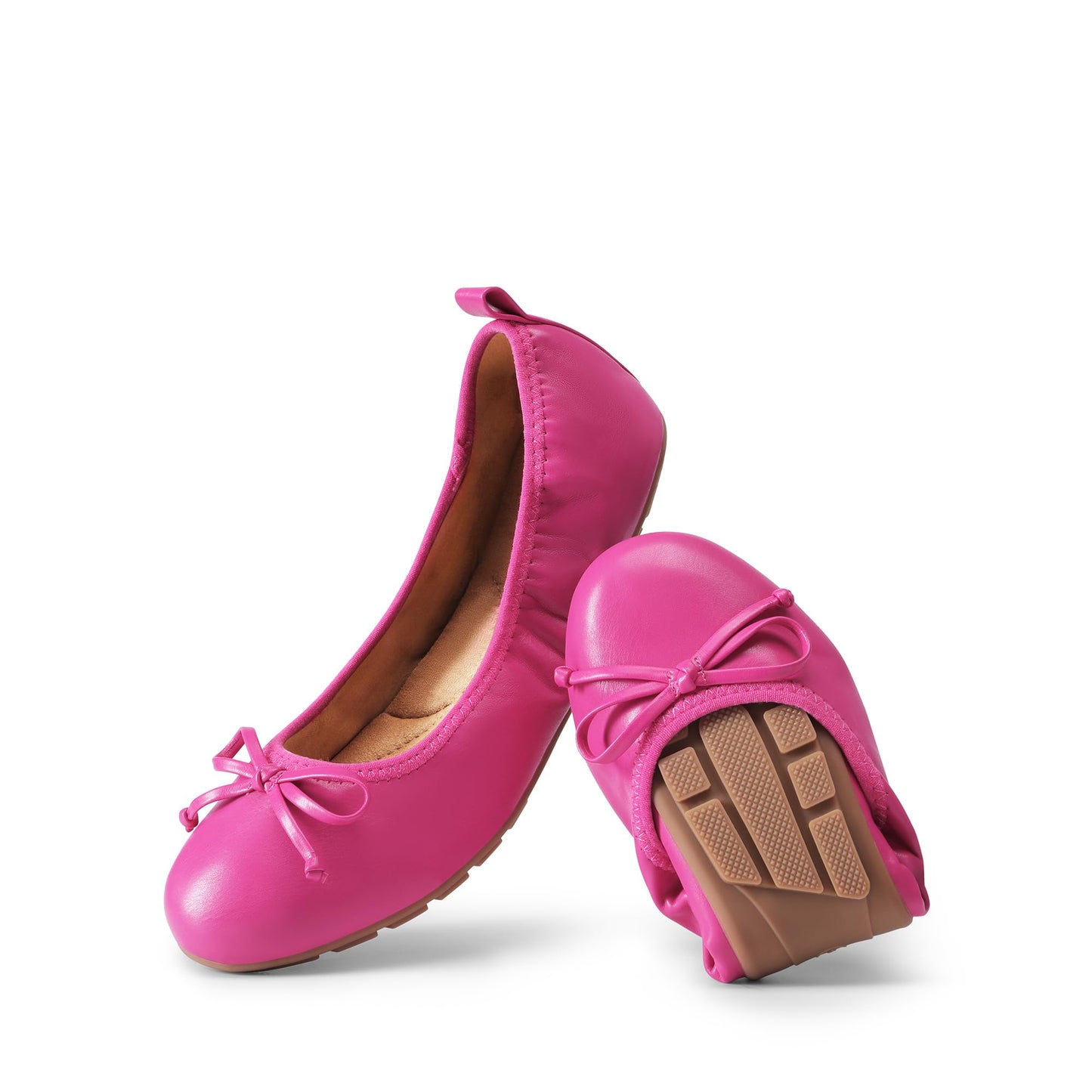 Women's Foldable Ballet Flats Bowknot Round Toe Slip-On Shoes