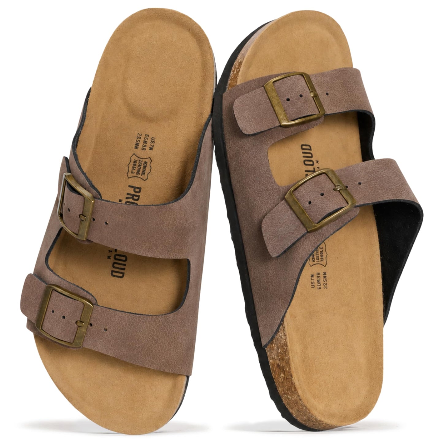 Women's Leather Cork Footbed Flat Slide Sandals