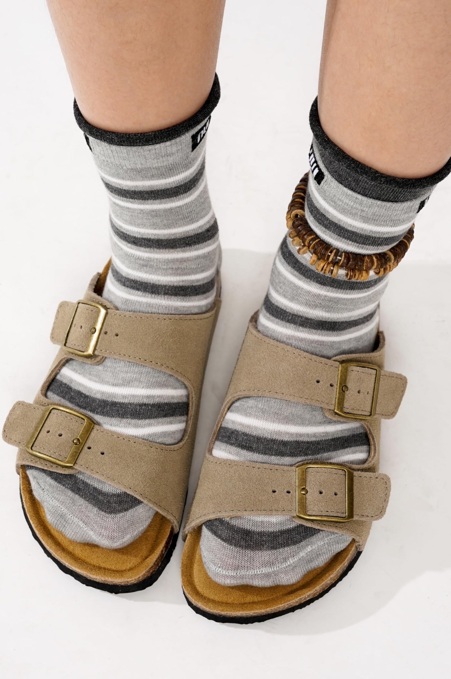 Women's Leather Cork Footbed Flat Slide Sandals