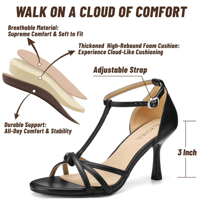 T Strap Kitten Heel Sandals Women Open Toe Party Dress