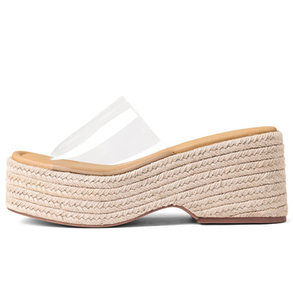 Platform Espadrille Wedge Slide Sandals Women Open Toe Minimal