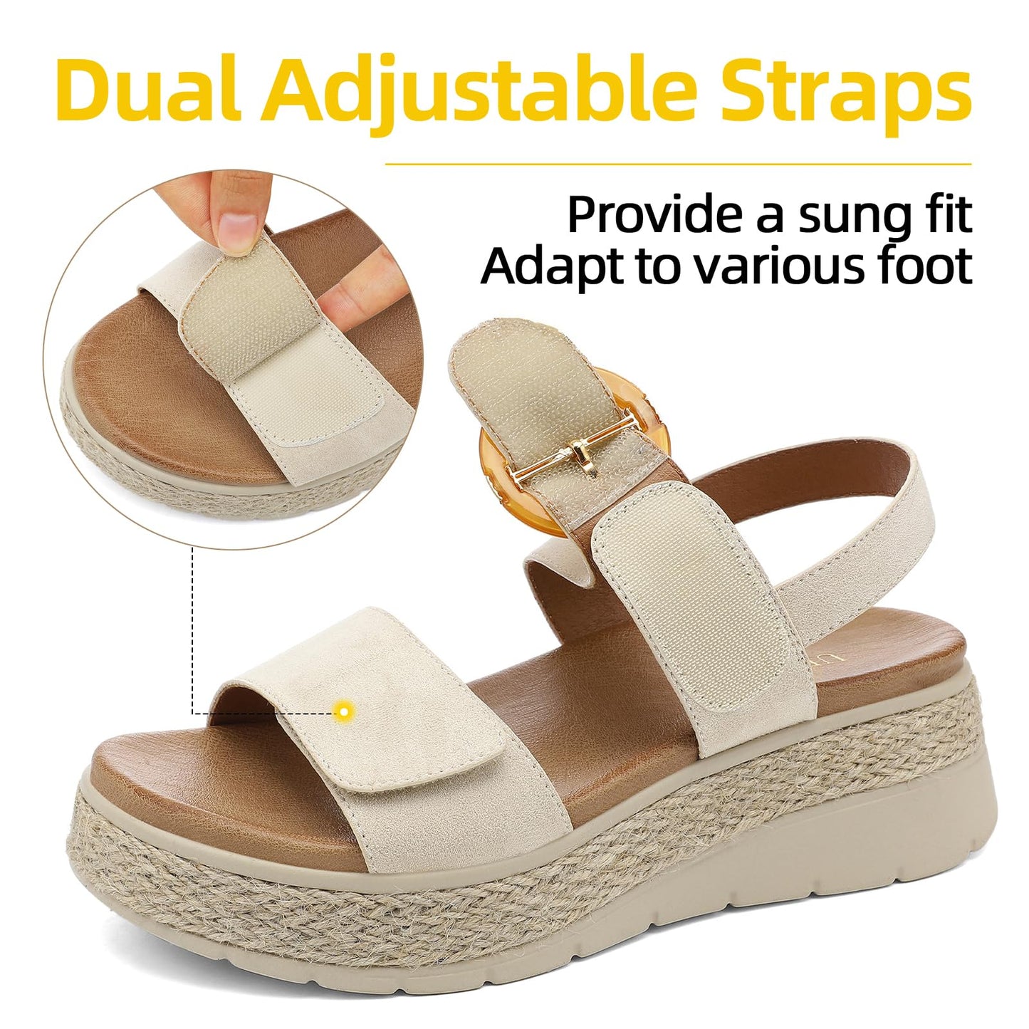 Women's Espadrille Platform Wedge Sandals Arch Support Shoes