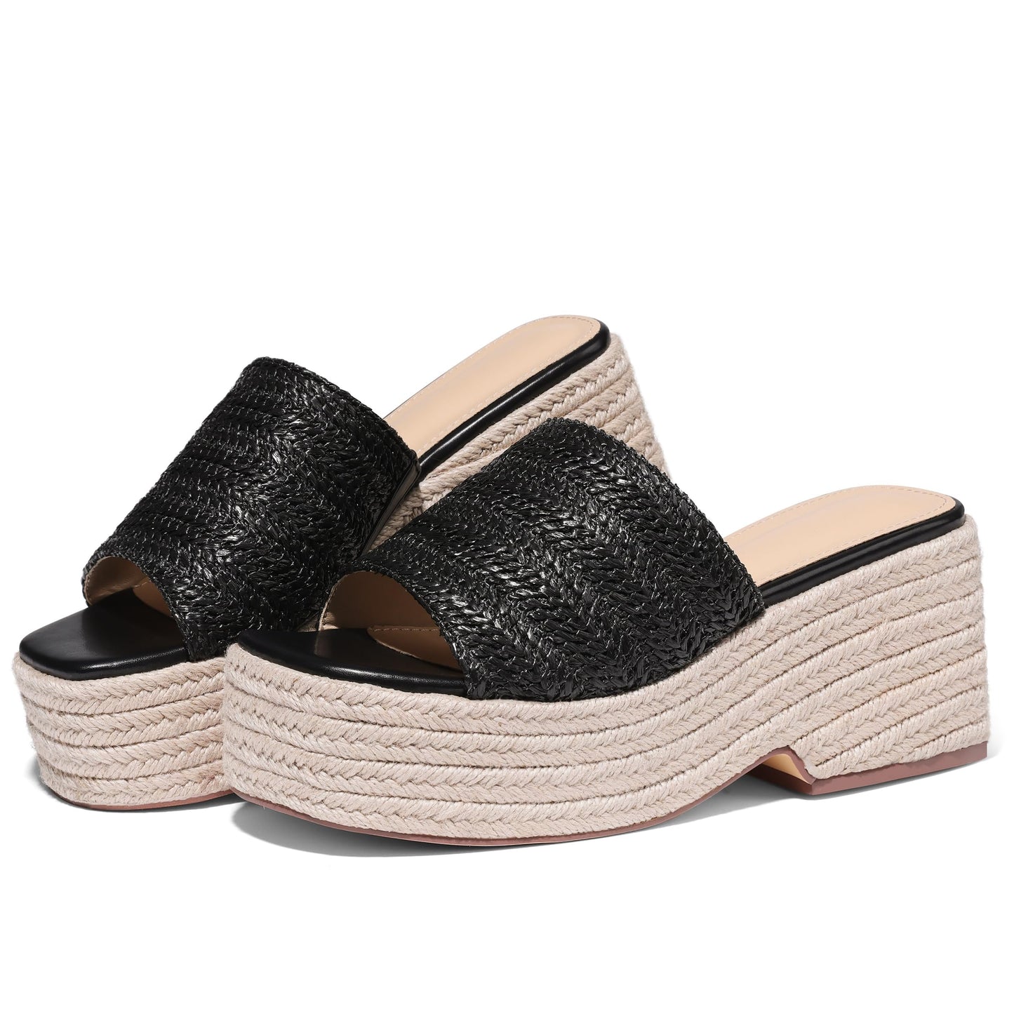 Platform Espadrille Wedge Slide Sandals Women Open Toe Minimal
