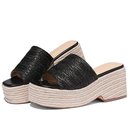 Platform Espadrille Wedge Slide Sandals Women Open Toe Minimal