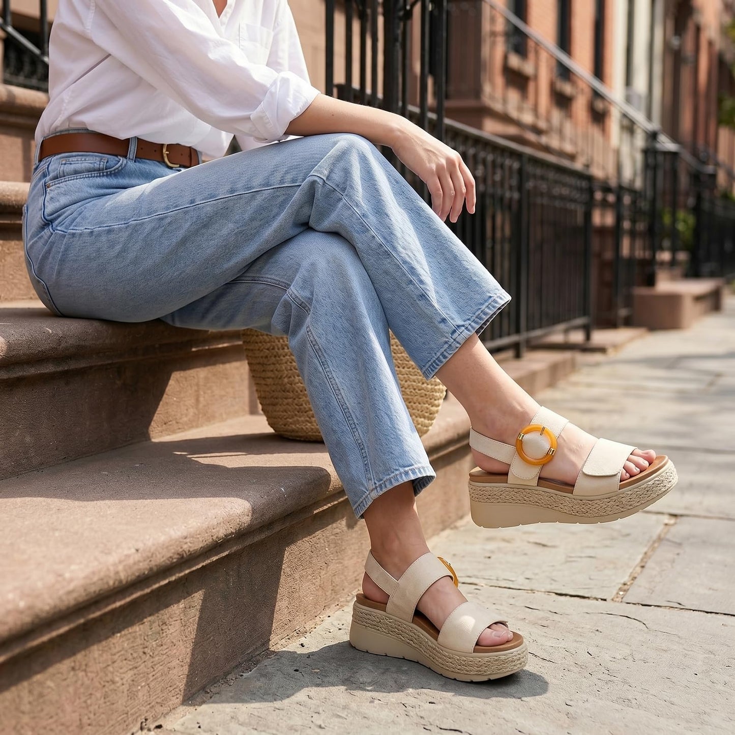 Women's Espadrille Platform Wedge Sandals Arch Support Shoes
