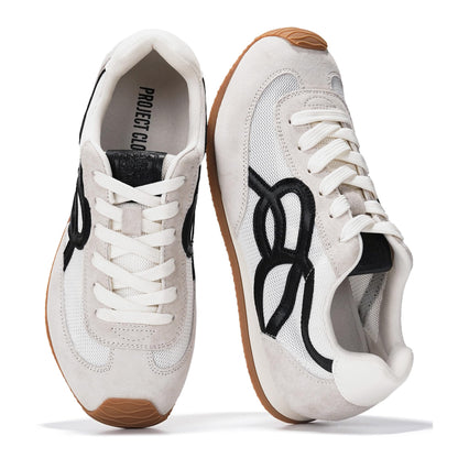 Leather Memory Foam Sneakers Women Lightweight Non Slip Walking Minimal