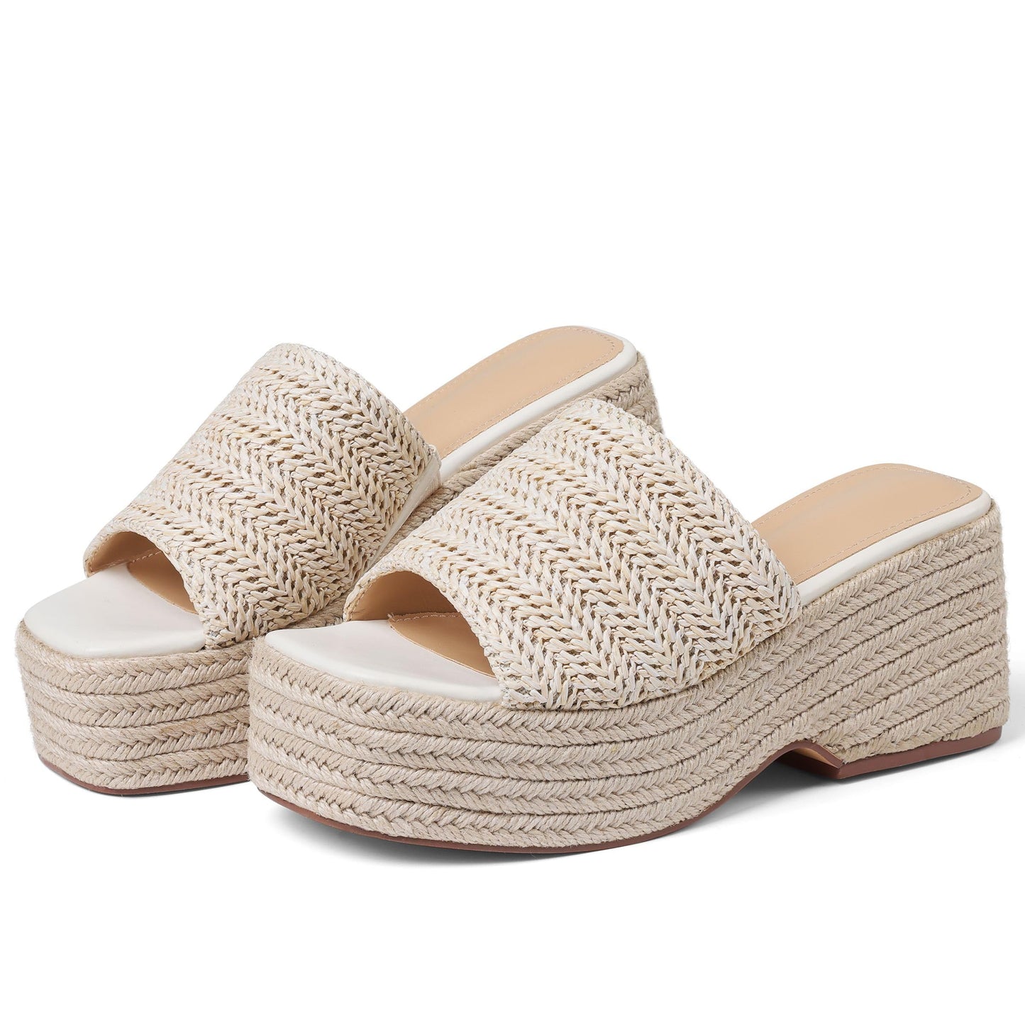Platform Espadrille Wedge Slide Sandals Women Open Toe Minimal