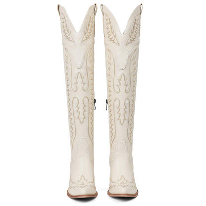 Over Knee Western Cowboy Boots Women Chunky Heel Embroidered