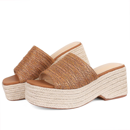 Platform Espadrille Wedge Slide Sandals Women Open Toe Minimal